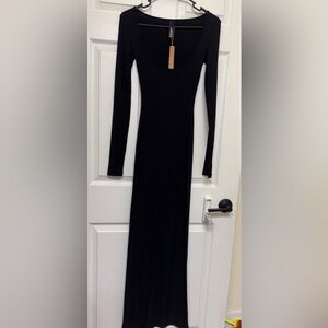 NWT SKIMS Soft Lounge Long Sleeve Ribbed Dress - Onyx